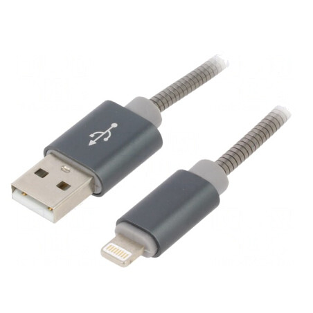 Cablu USB Lightning 1m Gri 480Mbps | Electronic-mag.ro | Componente Electronice