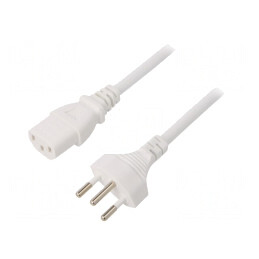 Cablu Alimentare 3x1mm2 IEC C13 Mamă PVC 1.8m Alb 10A | Electronic-mag.ro | Componente Electronice