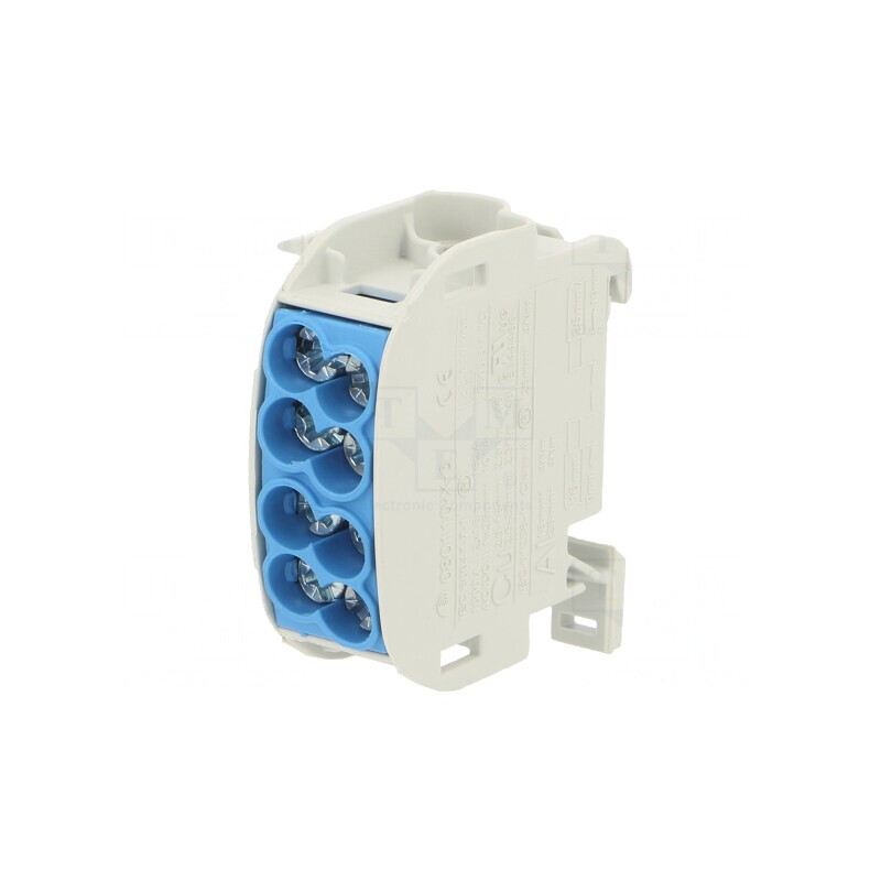 Bloc de distribuție electric 25mm2, 4 borne, TS35 | Electronic-mag.ro | Componente Electronice