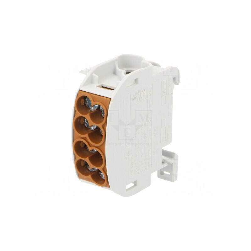 Bloc de distribuție maro 25mm2, 4 borne | Electronic-mag.ro | Componente Electronice