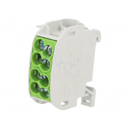 Bloc de distribuție 25mm2 cu 4 borne pentru șină TS35 | Electronic-mag.ro | Componente Electronice