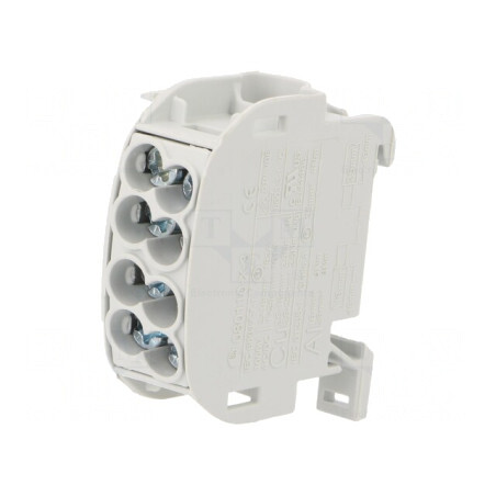 Bloc de Distribuție Gri 25mm², 4 Borne | Electronic-mag.ro | Componente Electronice