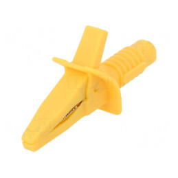 Bornă crocodil galbenă 10A 25mm cu soclu 4mm | Electronic-mag.ro | Componente Electronice