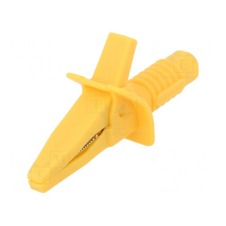 Bornă crocodil galbenă 10A 25mm cu soclu 4mm | Electronic-mag.ro | Componente Electronice