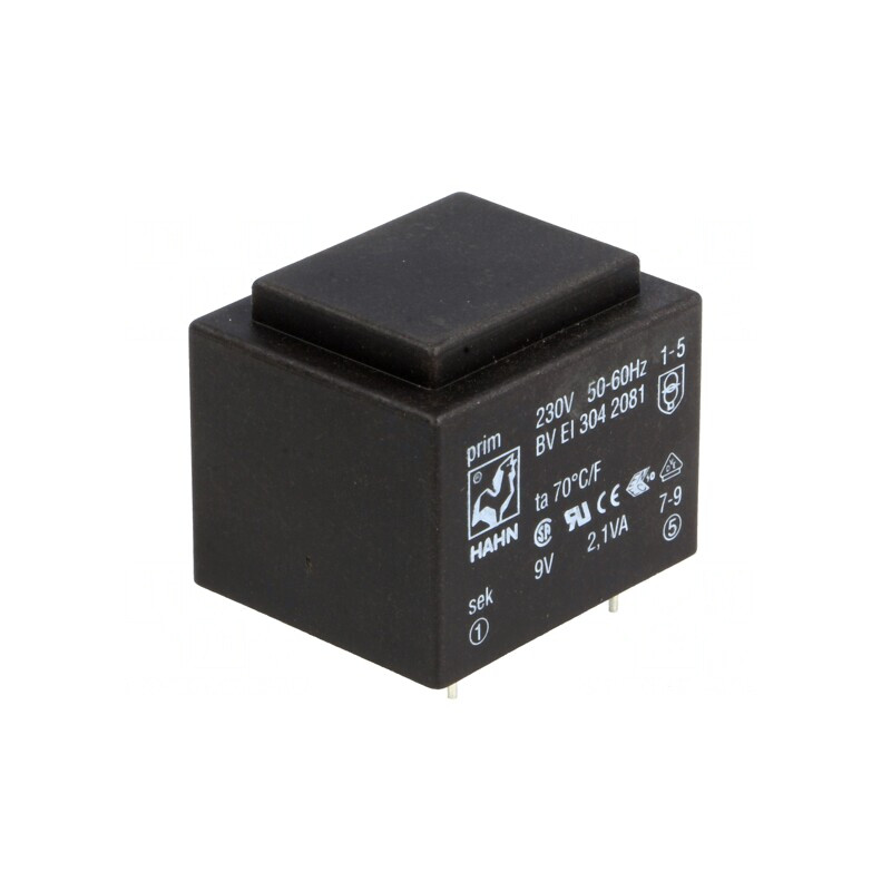 Transformator Încapsulat 2,1VA 230V 9V 210mA PCB BVEI | Electronic-mag.ro | Componente Electronice