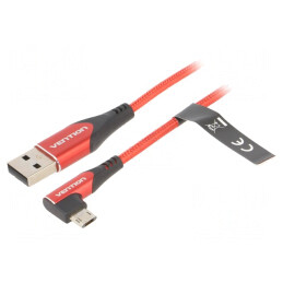 Cablu USB 2.0 1,5m Roșu Textil 480Mbps