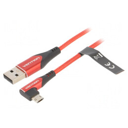 Cablu USB 2.0 1,5m Roșu Textil 480Mbps | Electronic-mag.ro | Componente Electronice