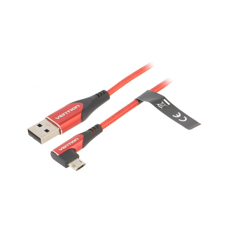 Cablu USB 2.0 1,5m Roșu Textil 480Mbps | Electronic-mag.ro | Componente Electronice