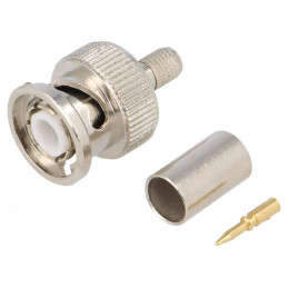 Mufă BNC Tată Crimpată PTFE Aurită 50Ω H155 | Electronic-mag.ro | Componente Electronice