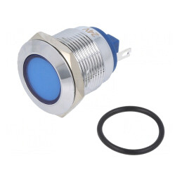 Lampă LED albastră control 24V Ø19mm alamă | Electronic-mag.ro | Componente Electronice