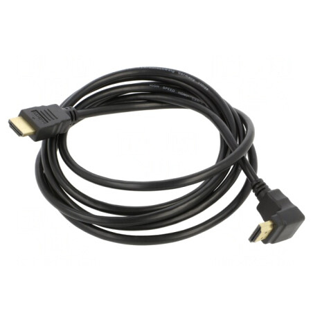 Cablu HDMI 2.0 HDCP 2.2 90° PVC 2m Negru | Electronic-mag.ro | Componente Electronice