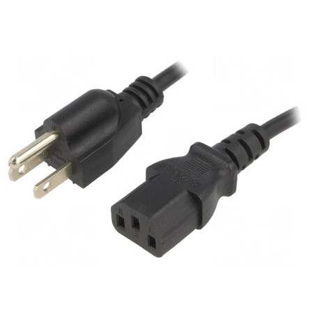 Cablu Alimentare 3x18AWG IEC C13 NEMA 5-15 1.8m Negru | Electronic-mag.ro | Componente Electronice