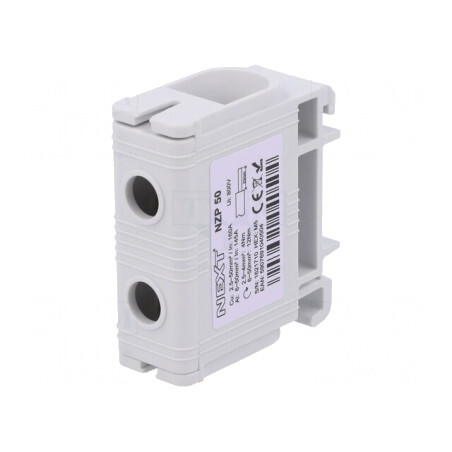 Conector de șine 50mm² 1 pistă 2 borne Gri 17.9mm | Electronic-mag.ro | Componente Electronice