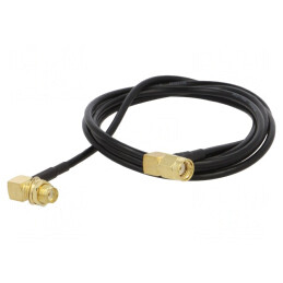 Cablu 50Ω 1m RP-SMA Tată la SMA Soclu Negru Unghi | Electronic-mag.ro | Componente Electronice