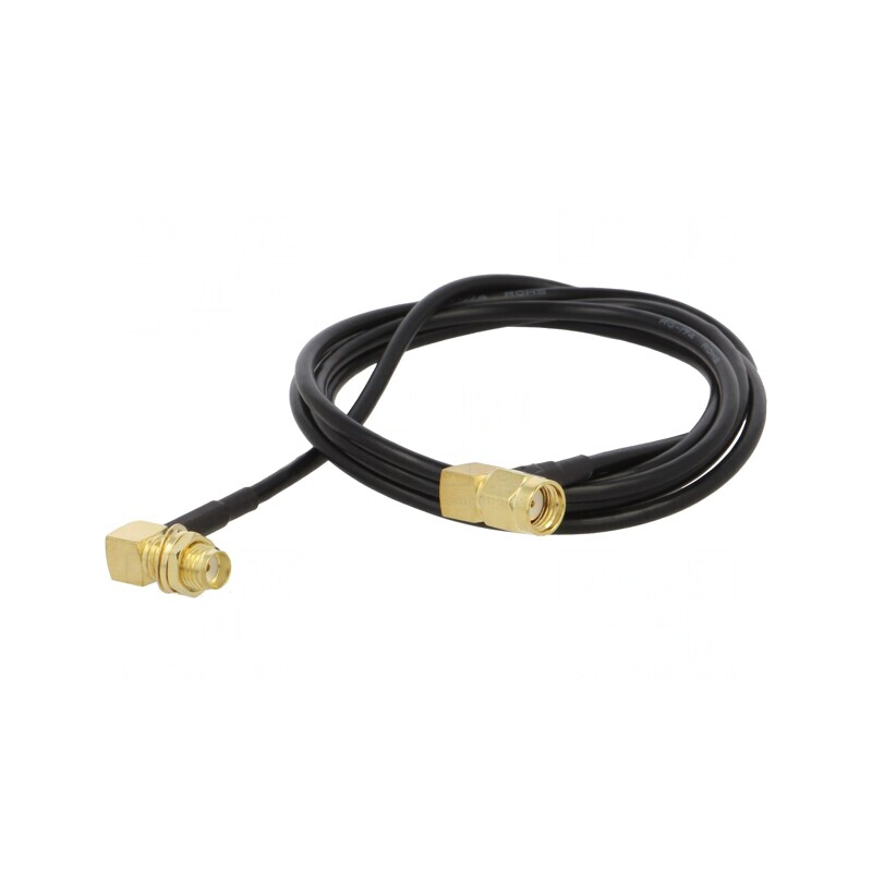 Cablu 50Ω 1m RP-SMA Tată la SMA Soclu Negru Unghi | Electronic-mag.ro | Componente Electronice