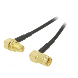 Cablu RF 50Ω 1m RP-SMA Mamă la SMA Tată Unghiular Negru | Electronic-mag.ro | Componente Electronice