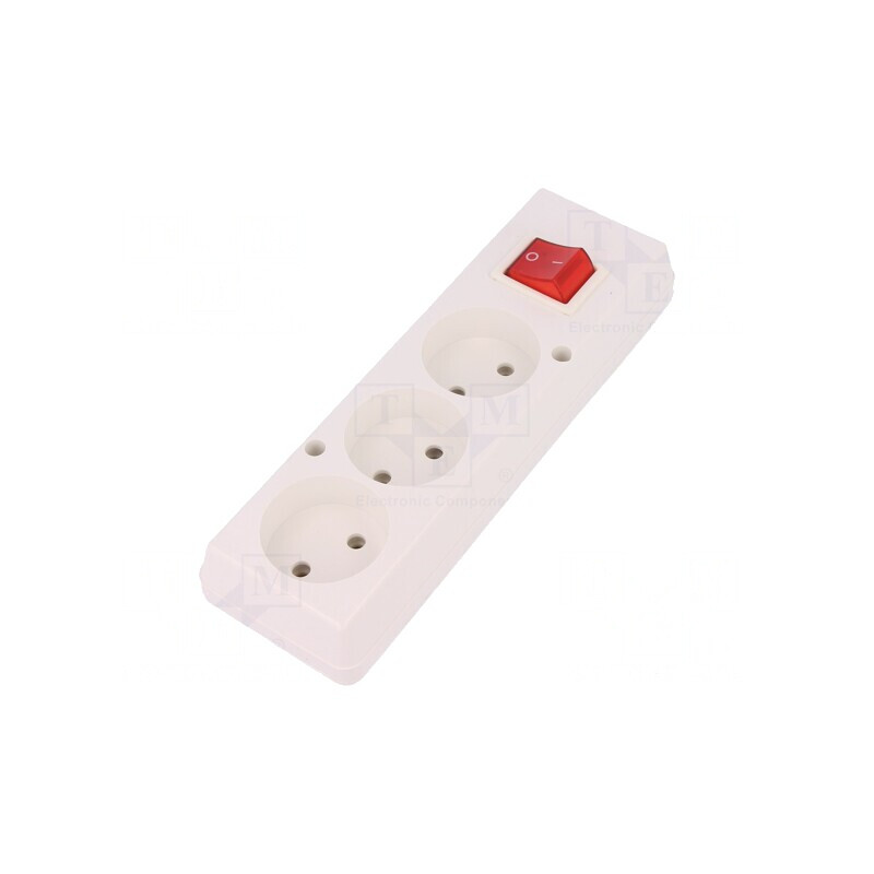 Conector Alimentare AC Splitter Alb 2P 250V 16A | Electronic-mag.ro | Componente Electronice
