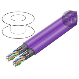 Cablu Ethernet S/FTP Cat7 600MHz 2x4x23AWG FRNC Violet