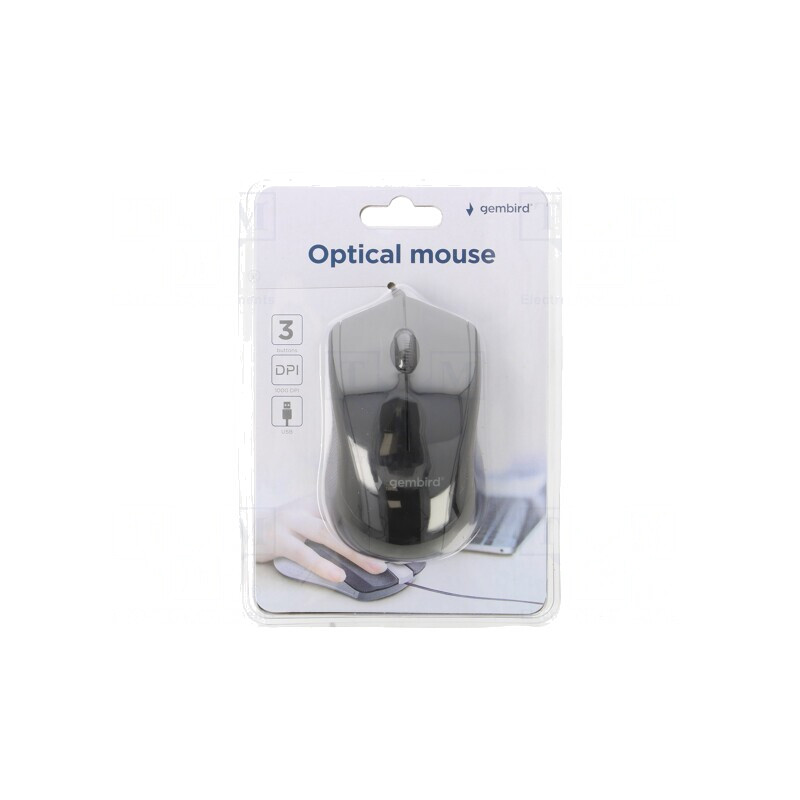 Mouse optic USB negru cu cablu 1,35m 3 butoane | Electronic-mag.ro | Componente Electronice