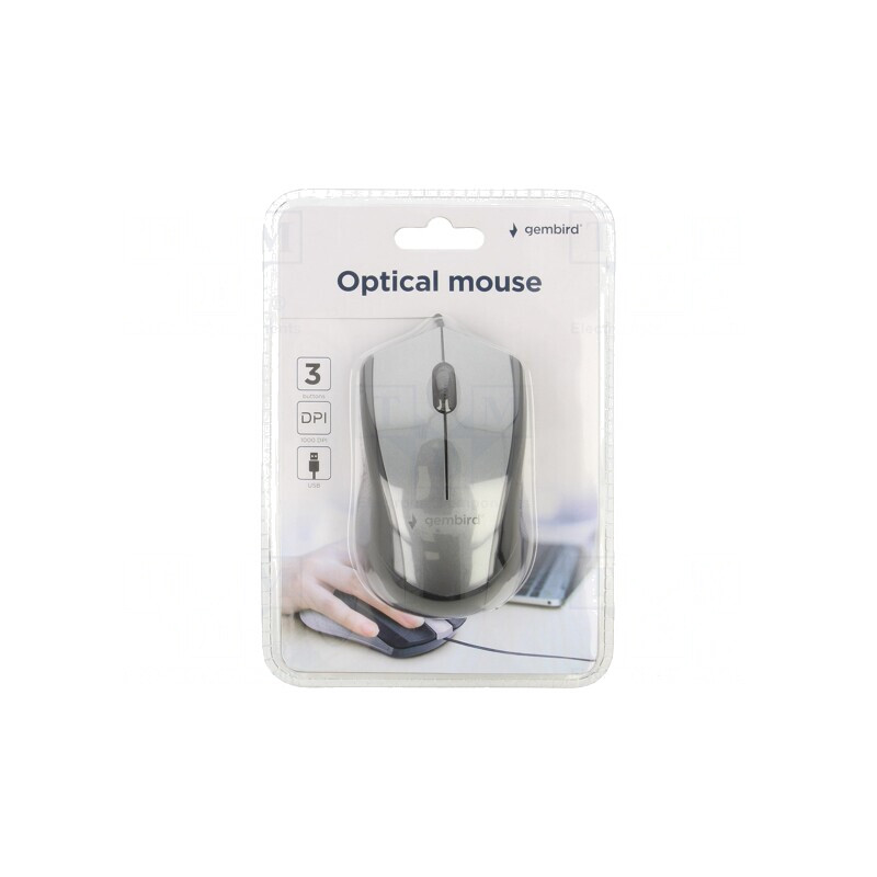 Mouse optic USB negru/gri cu 3 butoane și cablu 1,35m | Electronic-mag.ro | Componente Electronice