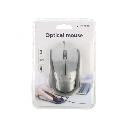 Mouse optic USB negru/gri cu 3 butoane și cablu 1,35m | Electronic-mag.ro | Componente Electronice