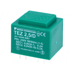 Transformator Încapsulat 2,5VA 230V 6V 208mA | Electronic-mag.ro | Componente Electronice