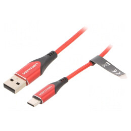 Cablu USB 2.0 USB-A la USB-C 2m Roșu | Electronic-mag.ro | Componente Electronice