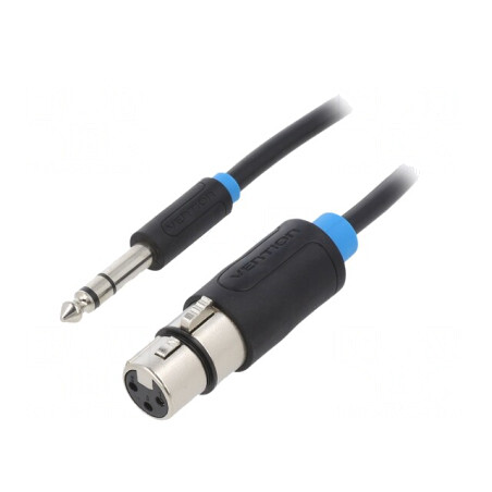 Cablu Audio Jack 6,3mm la XLR Feminin 3 Pin 1,5m Negru | Electronic-mag.ro | Componente Electronice