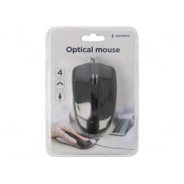 Mouse optic negru USB cu 4 butoane și cablu 1,35m | Electronic-mag.ro | Componente Electronice