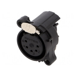 Soclu XLR Mamă 5 Pin 90° Buton Negru 3A | Electronic-mag.ro | Componente Electronice