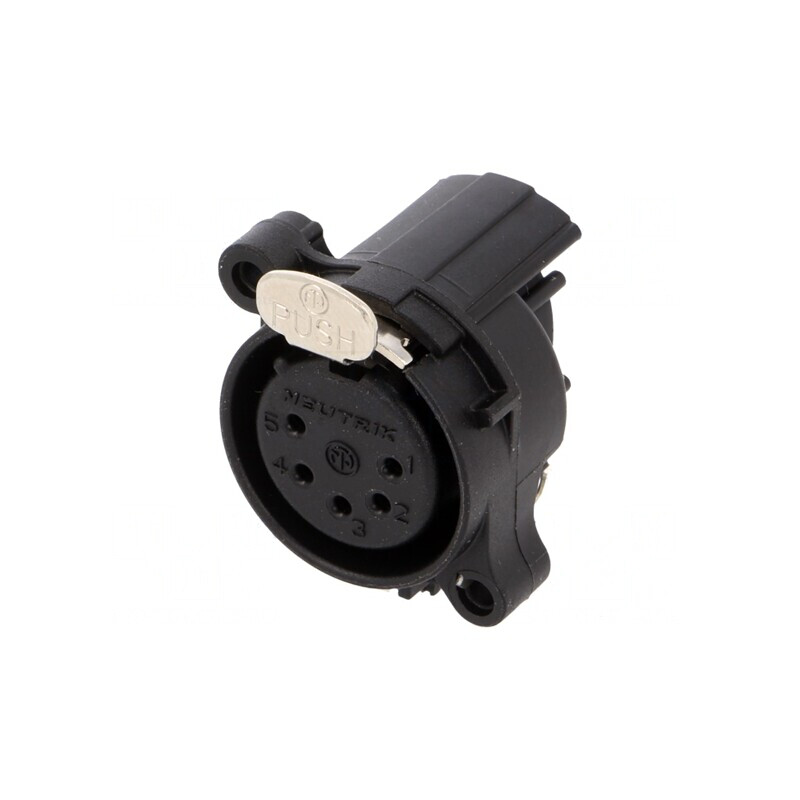 Soclu XLR Mamă 5 Pin 90° Buton Negru 3A | Electronic-mag.ro | Componente Electronice