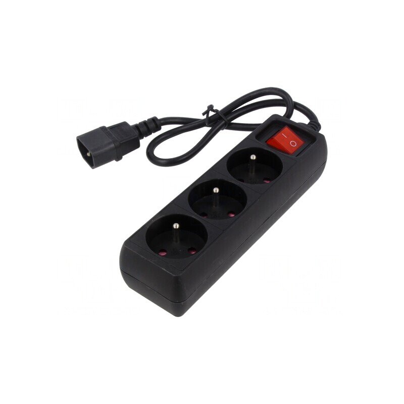 Prelungitor alimentare 3 prize negru 0,6m 10A | Electronic-mag.ro | Componente Electronice