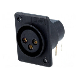 Soclu XLR mamă 3 pini 90° THT nichel argint 5A | Electronic-mag.ro | Componente Electronice