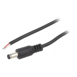 Cablu Alimentare DC 5,5/2,1 Negru 1,5m | Electronic-mag.ro | Componente Electronice