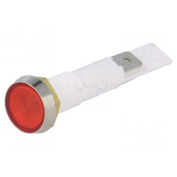 Lampă de control: cu neon; plată; 230VAC; Orif: Ø10mm; plastic