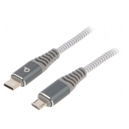 Cablu USB 2.0 Micro USB la USB C 1.5m Alb-Gri | Electronic-mag.ro | Componente Electronice