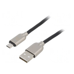 Cablu USB 2.0 A la Micro B Aurit 2m Negru | Electronic-mag.ro | Componente Electronice