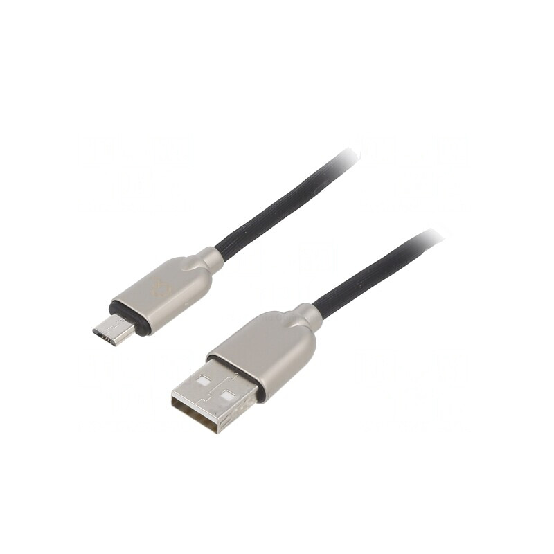 Cablu USB 2.0 A la Micro B Aurit 2m Negru | Electronic-mag.ro | Componente Electronice