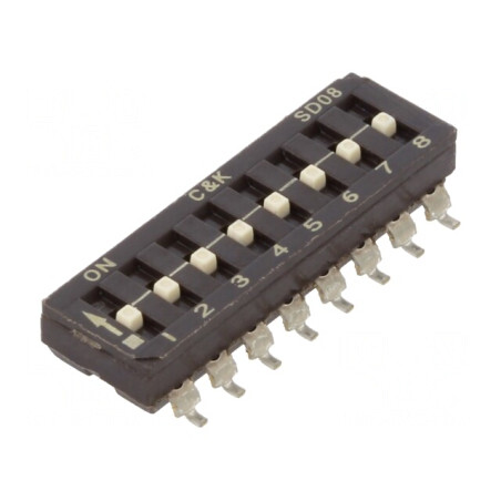 Comutator DIP-SWITCH 8 Secțiuni ON-OFF SMT | Electronic-mag.ro | Componente Electronice