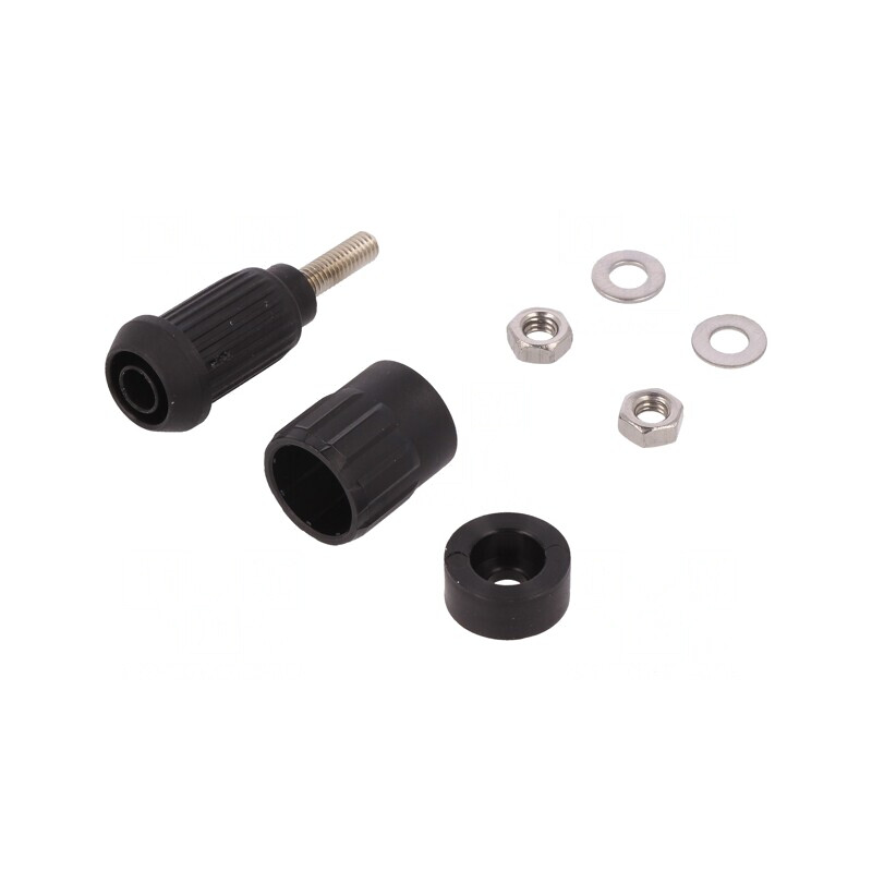 Conector Banană 4mm 20A Negru cu Izolație | Electronic-mag.ro | Componente Electronice