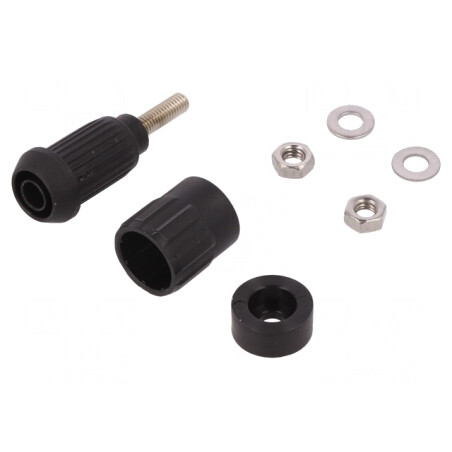 Conector Banană 4mm 20A Negru cu Izolație | Electronic-mag.ro | Componente Electronice