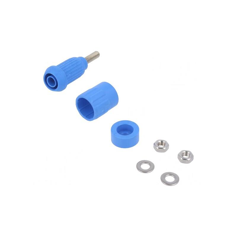 Soclu banană 4mm 20A albastru cu izolaţie | Electronic-mag.ro | Componente Electronice