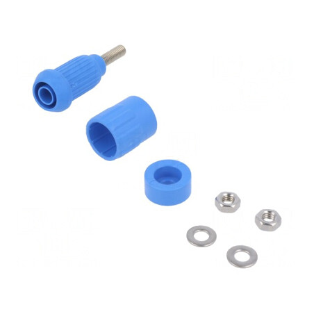 Soclu banană 4mm 20A albastru cu izolaţie | Electronic-mag.ro | Componente Electronice