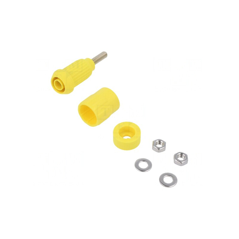 Soclu banană galben 4mm 20A cu izolaţie | Electronic-mag.ro | Componente Electronice