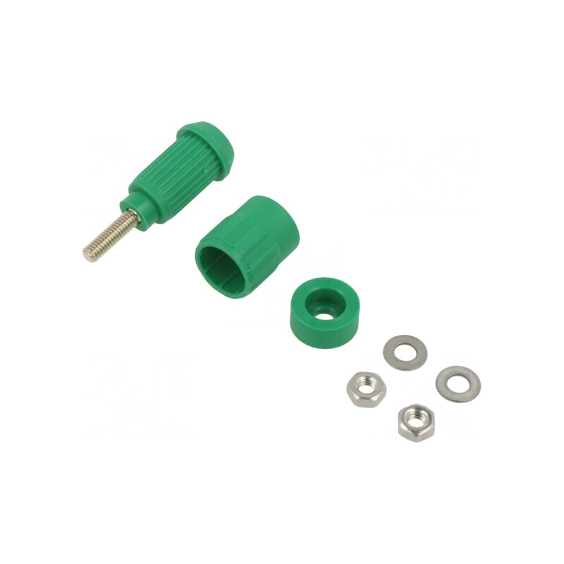 Soclu Banană 4mm 20A Verde cu Izolație | Electronic-mag.ro | Componente Electronice