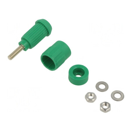 Soclu Banană 4mm 20A Verde cu Izolație | Electronic-mag.ro | Componente Electronice