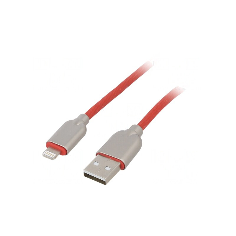 Cablu USB 2.0 Apple Lightning 1m Roșu | Electronic-mag.ro | Componente Electronice