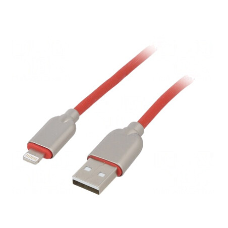 Cablu USB 2.0 Apple Lightning 1m Roșu | Electronic-mag.ro | Componente Electronice