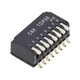 Comutator DIP-SWITCH 8 Secțiuni OFF-ON 0,025A 25VDC | Electronic-mag.ro | Componente Electronice