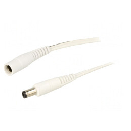 Cablu Alimentare Alb 2x0,5mm2 DC 5,5/2,1 Soclu la DC 5,5/1,7 Mufă | Electronic-mag.ro | Componente Electronice